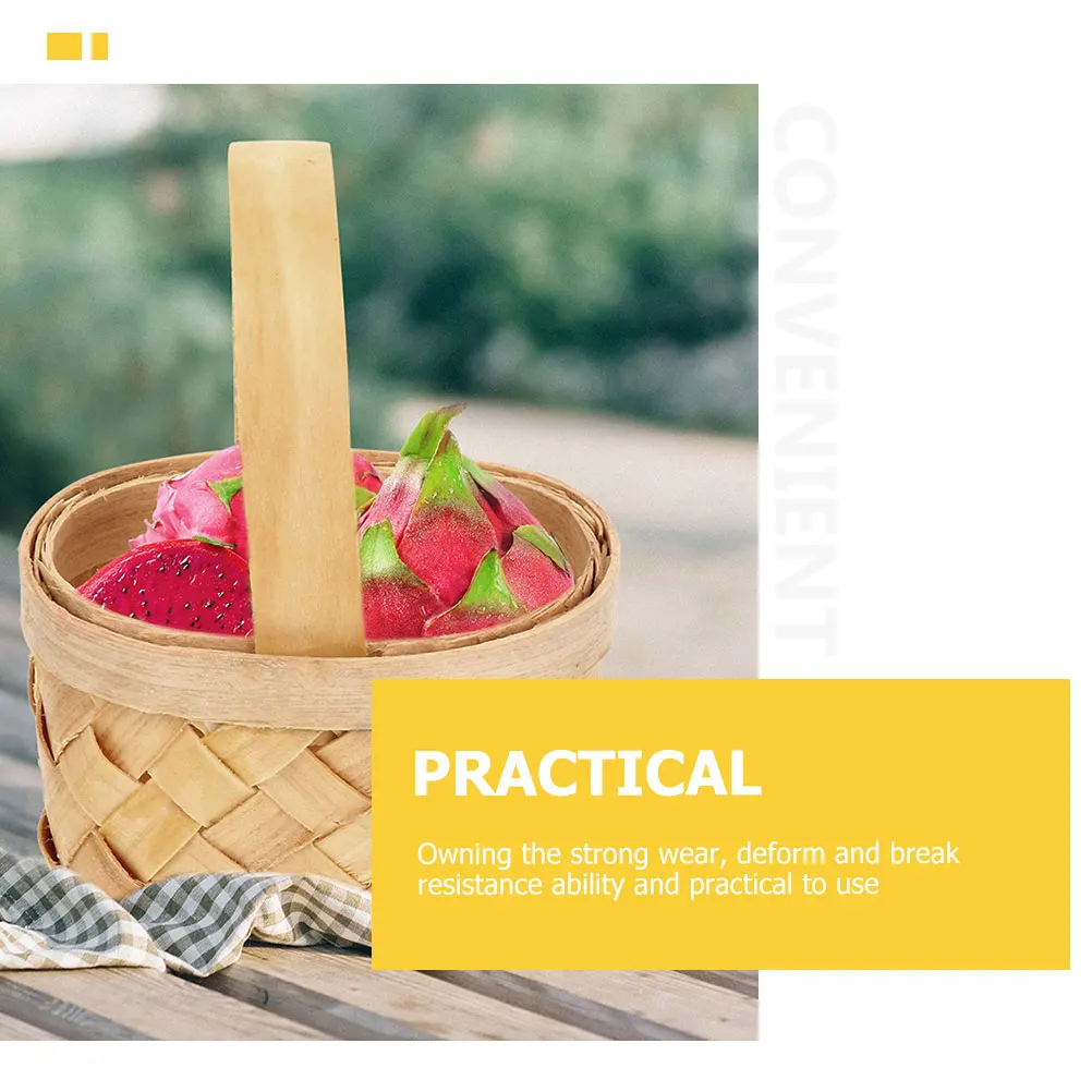 

5Pcs Wood Woven Baskets for Rustic Farmhouse Wedding Party Favors Gifts Storage Organizer Storage Basket Woven Basket