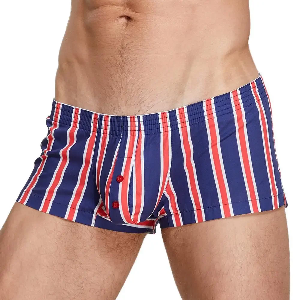 SEOBEAN Men Underwear Boxers Cotton Striped Boxers Shorts Pajama Shorts Comfortable Loose-Fitting Loungewear Aro Pants New