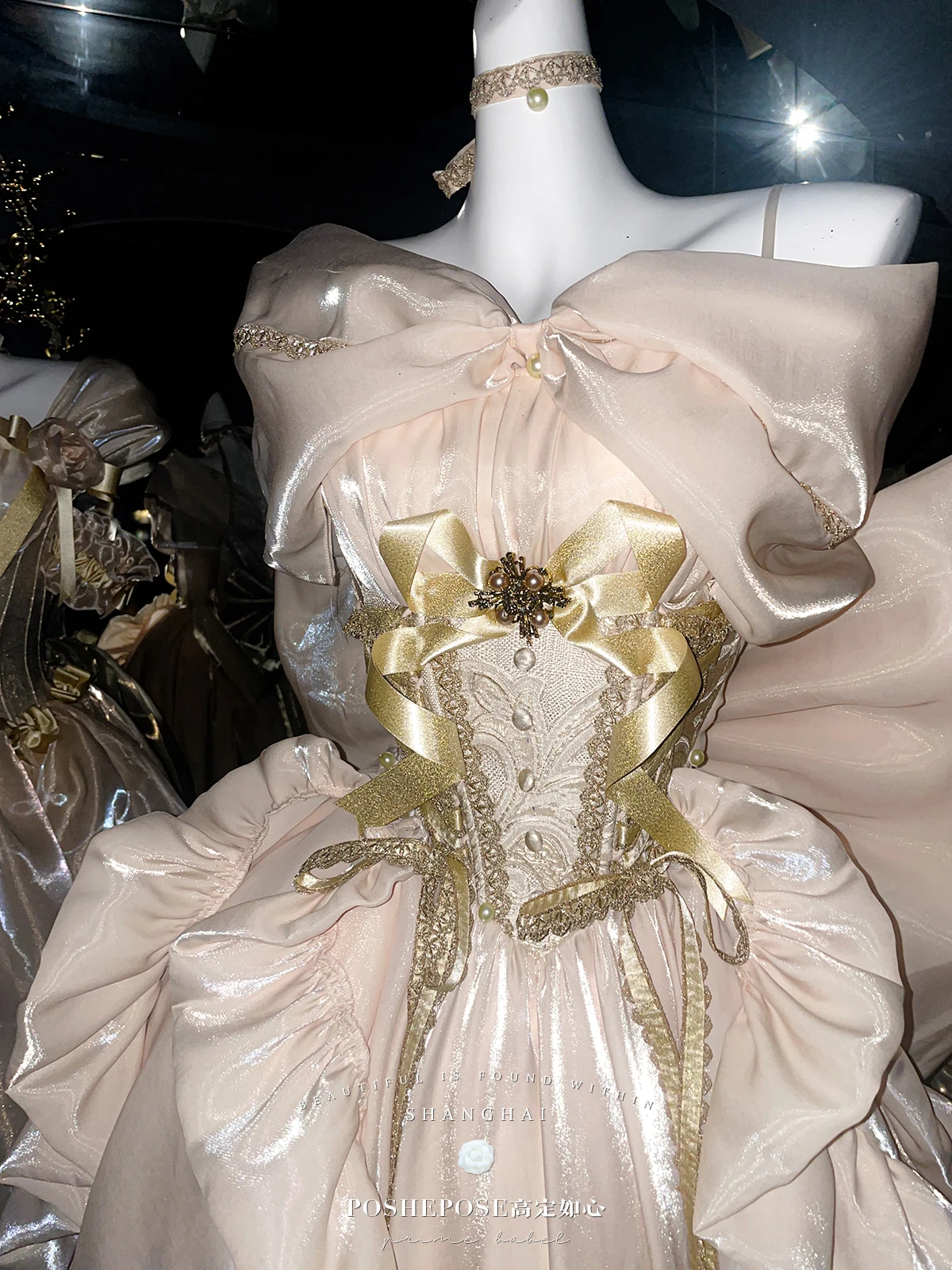 高品質重工業ゴールド妖精ドレス女性スリムフィットエレガントなビッグリボントレーリング Lo ドレス女性の花のウェディングドレス