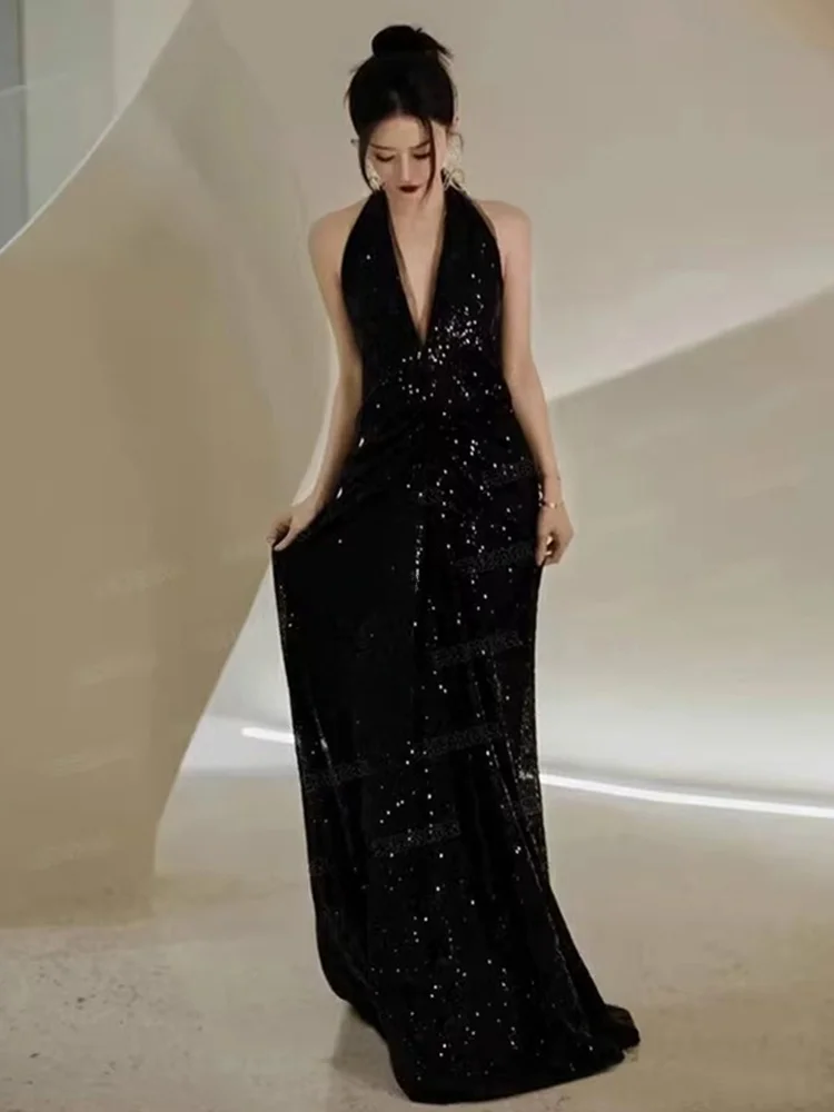 

Ele Bla Hanging Ne Evening Gown Women's New 2026 High-End Sensation Ball Bride Morning Robe Sparkling Host Luxury