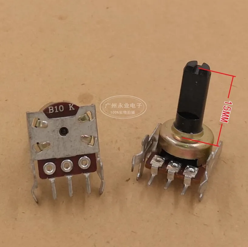 2 Piece R1212N Type Horizontal Single B10K Power Amplifier Audio Mixer Speaker Rotary Potentiometer B103 3 Feet Handle 15MM