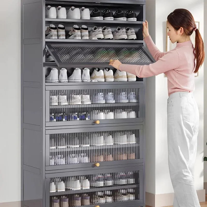 Multi-Tier Shoe Rack With Shelves Dustproof Space-Saving Entryway Organizer Compact Apartment Home Storage Cabinet