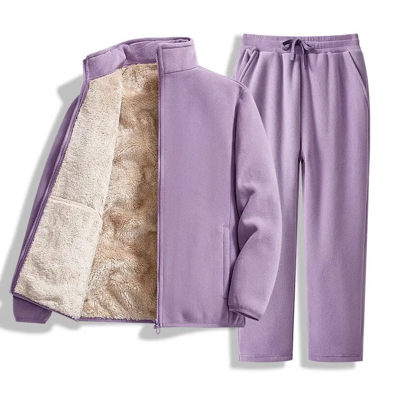 

2025 New Winter Fleece Tracksuit Unisex Thick Warm Hoodie and Pants Set Plush Lamb Fleece Casual Sporty Outerwear Tops