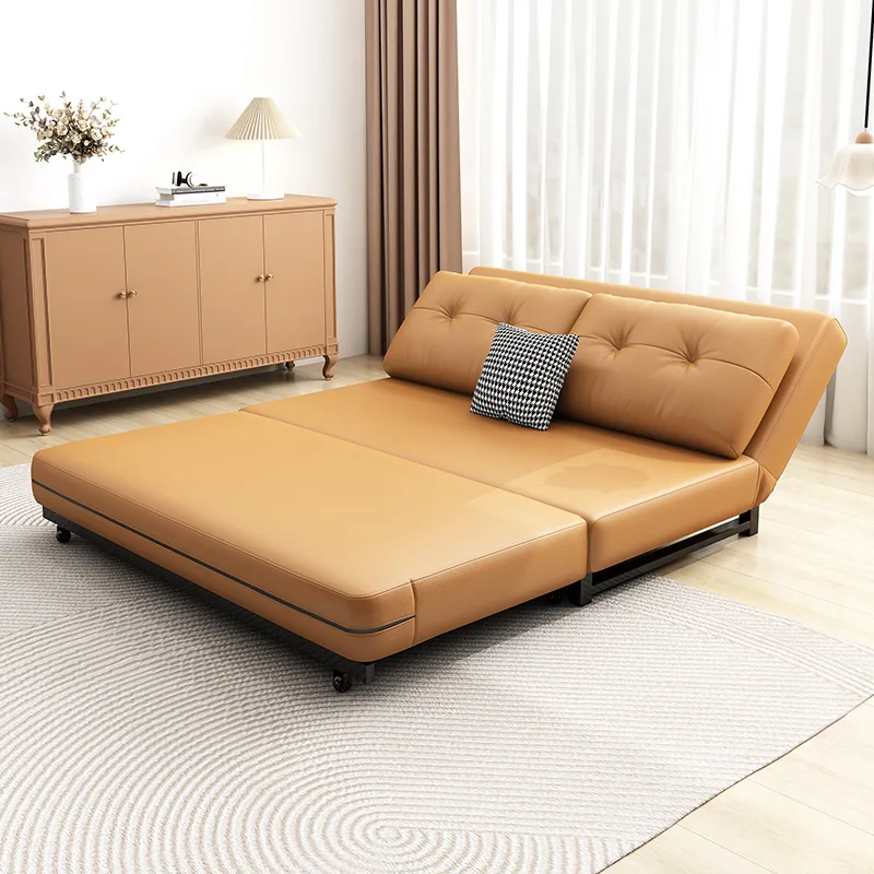 Modern Living Room Sofa Bed Foldable Soft Wood Frame Integrated Multi-functional 1.5-meter Bedroom Home Use