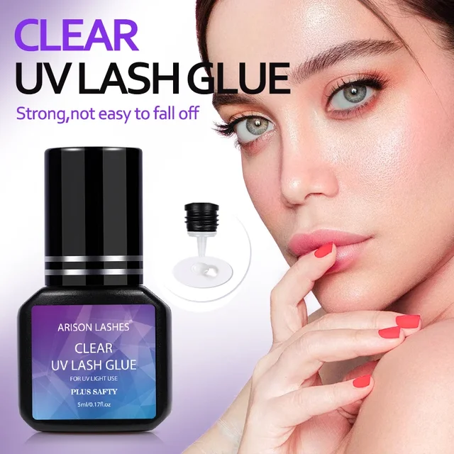 ARISON 5ml UV klej do rzęs 1 ~ 2s szybkoschnący wodoodporny profesjonalny klej do rzęs długotrwały klej do przedłużania rzęs