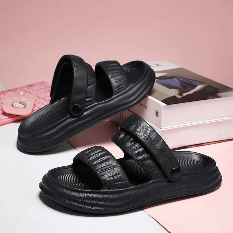 Sandalias de plataforma gruesa para mujer, chanclas antideslizantes de suela suave Eva para interiores, verano 2024