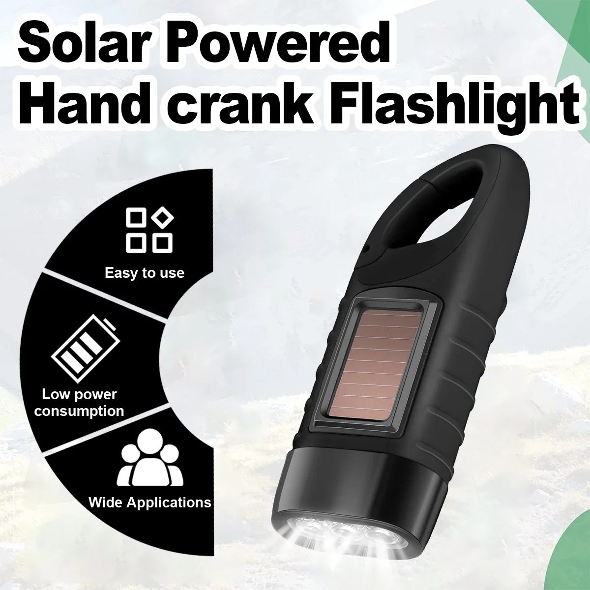 

GEFENSIPortable Hand Crank Dynamo Camping Led Light Solar Powered Lantern Torch Rechargeable Multi-function Flashlight Waterproo