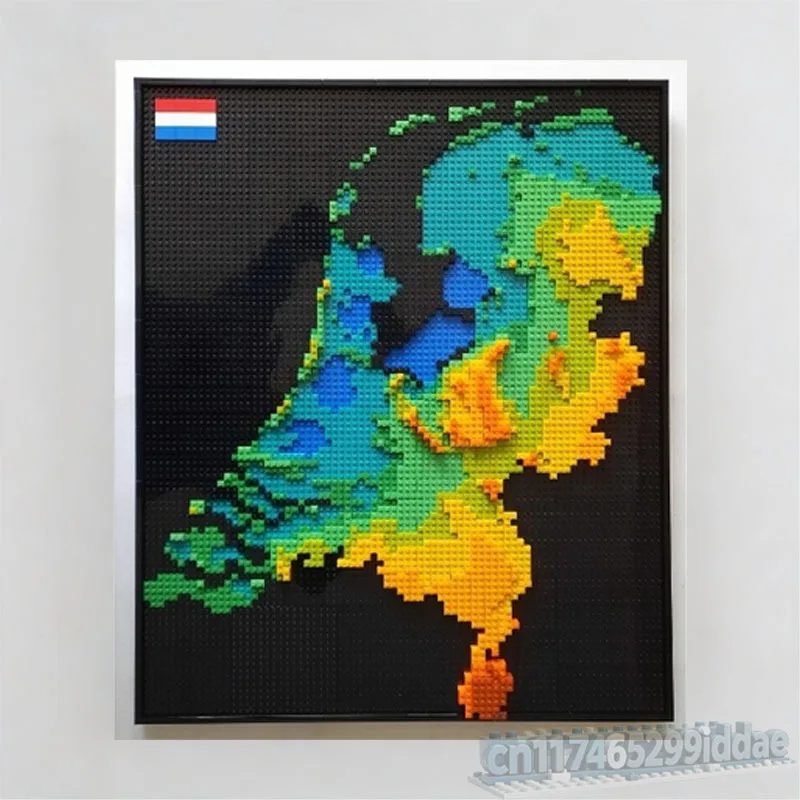 1731PCS Netherlands 3D Topographic Map Building Blocks Geographic Relief Wall Art Model DIY Assembly Creative Display Gift Toy