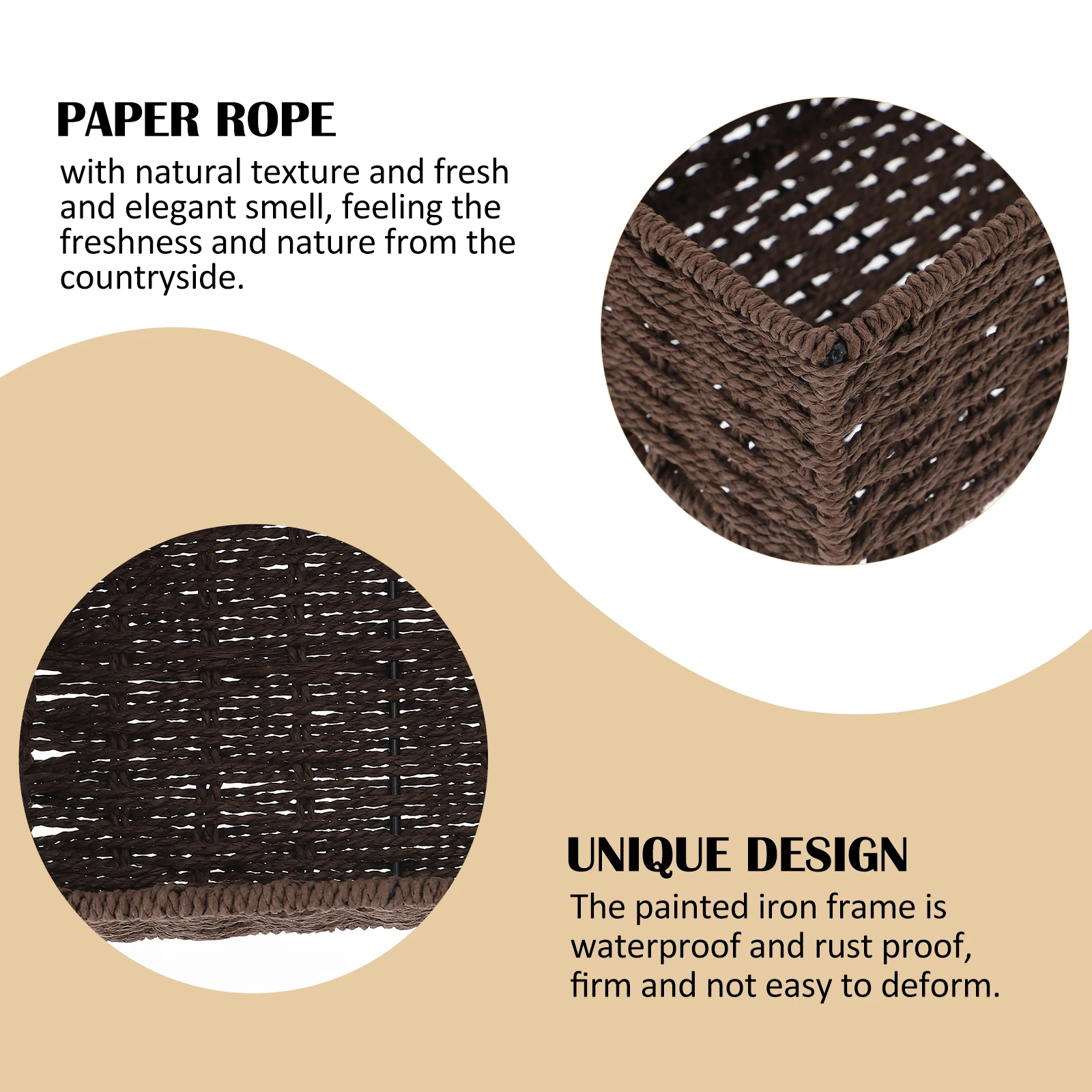 

Imitated Rattan Woven Paper Rope Storage Basket Desktop Organizer Sundries Storage Box Multifunctional Holder Small Basket