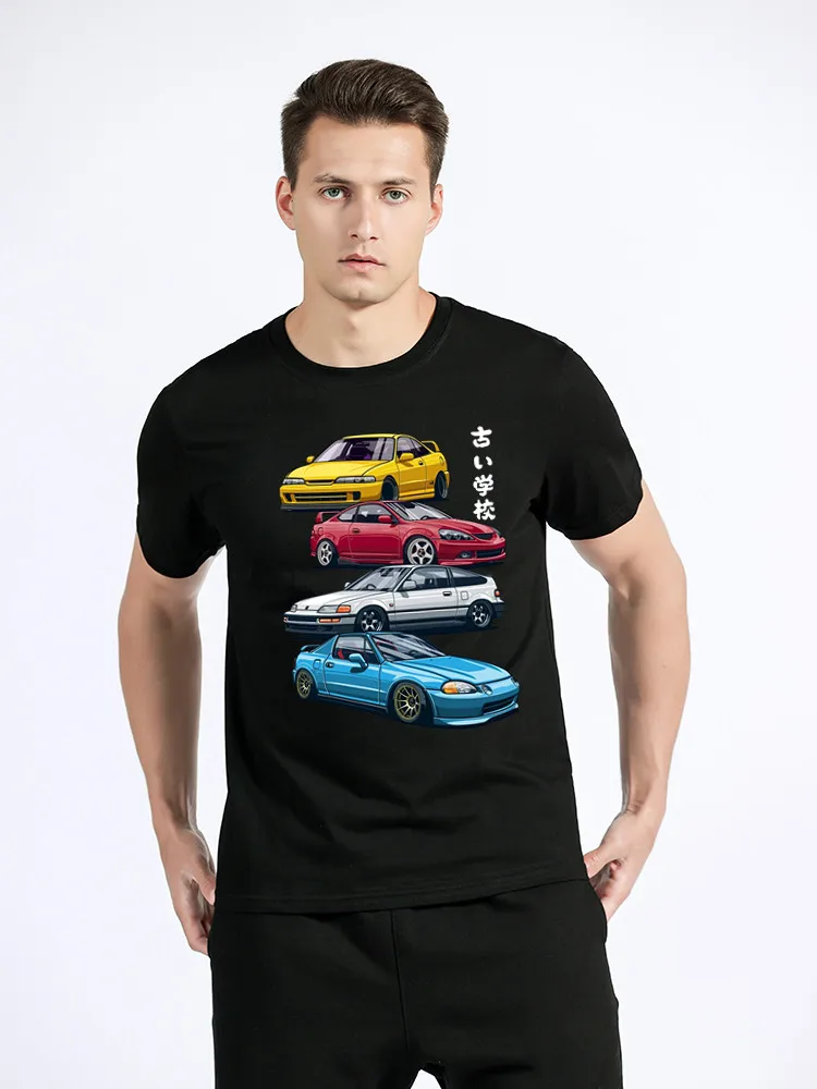 Funny Classic Initial D T Shirt Men Harajuku T-Shirt Unisex Cotton Hip Hop GTR Vaporwave JDM Car Print Tshirt Casual Harajuku