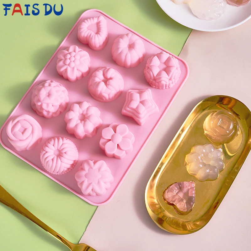 FAIS DU 3D Flower Rose Jelly Pudding Mould Fondant Chocolate Silicone Mold Cake Decoration Ice Cube Tray Wax Melts Soap Candle