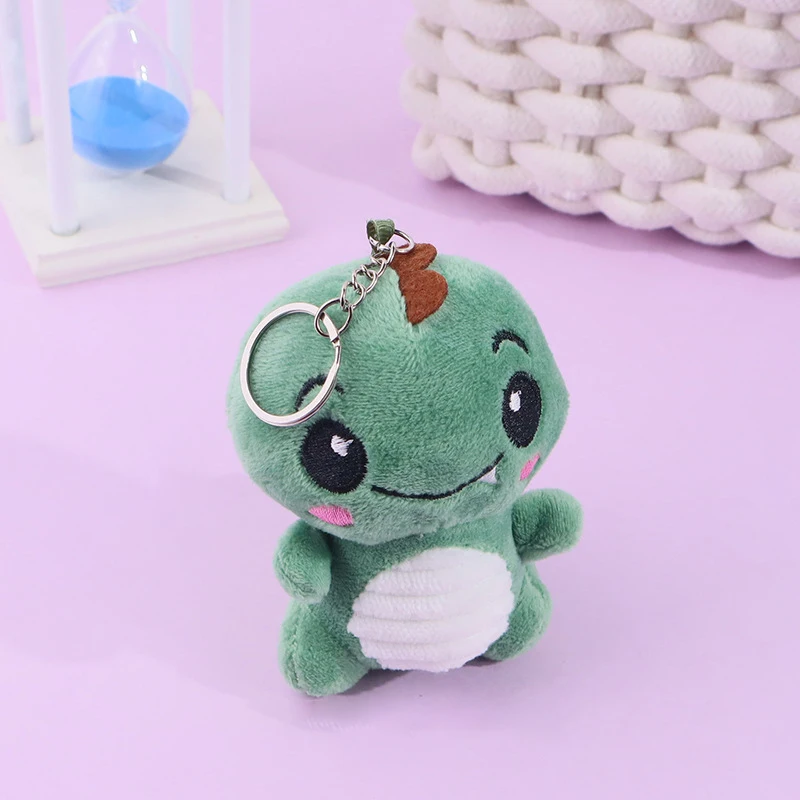 Cute Blush Dinosaur Plush Keychain Cartoon Animal Stuffed Doll Keyring Lovely Backpack Pendant Decoration Best Friend Gifts