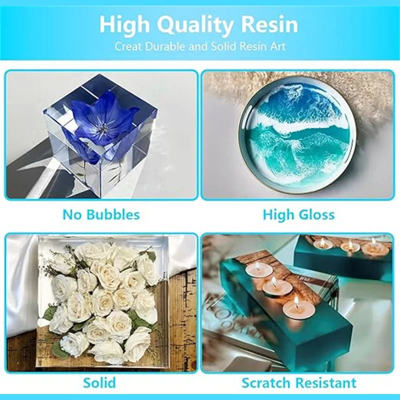 Imagem -04 - Prémio Limpar Kit Resina Epóxi Fundição e Revestimento para Rio Tops de Mesa Fundição de Arte Projetos Jóias Faça Você Mesmo Tumbler Artesanato Moldes