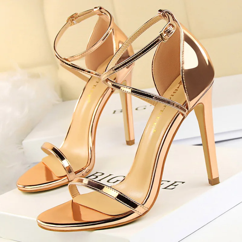 

Новые женские босоножки Fascination Heels, летние, на среднем низком каблуке, цвета шампань-золото, в римском стиле, гладиаторские туфли для стриптиза