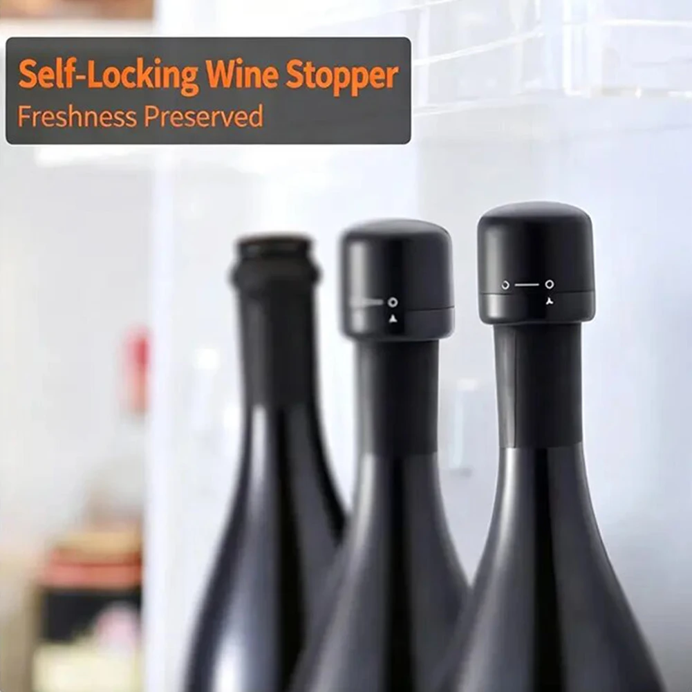 Silicone Sealed Bottle Stopper Twist-Locks Vacuum Champagne Wine Stopper Reusable For Outdoor & Picnic Use Wine Accessories