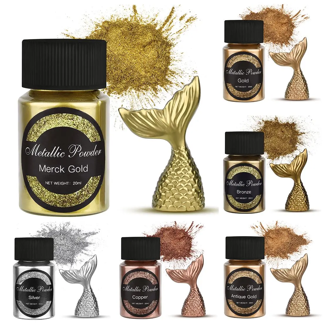 1 Bottle 20ml Metallic Glitter Powder Gold Silver Bronze Color Pigment Pearlescent Pearl Pigment Dye UV Resin Jewelry Making