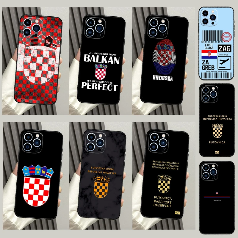 Custodia croazia flag Art per iPhone 15 14 Pro Max 11 Pro Max 12 13 Mini X XR XS Max SE 2020 7 8 Plus Cover per telefono