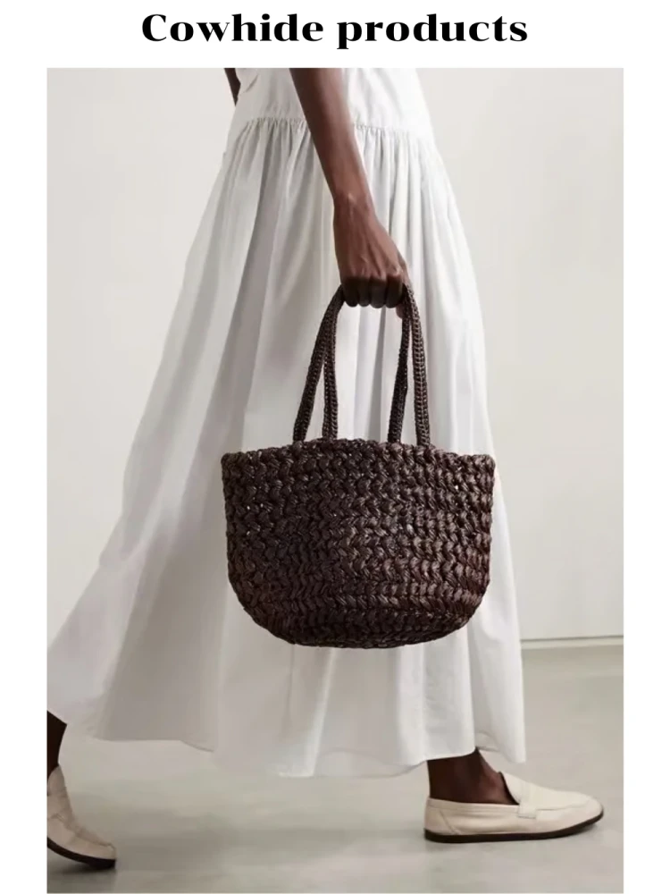 

Handwoven Rfia St Tote Bag Commuter Beach Summer Handbag Soft Handle No Closure Single oulder Medium Size Pure Color