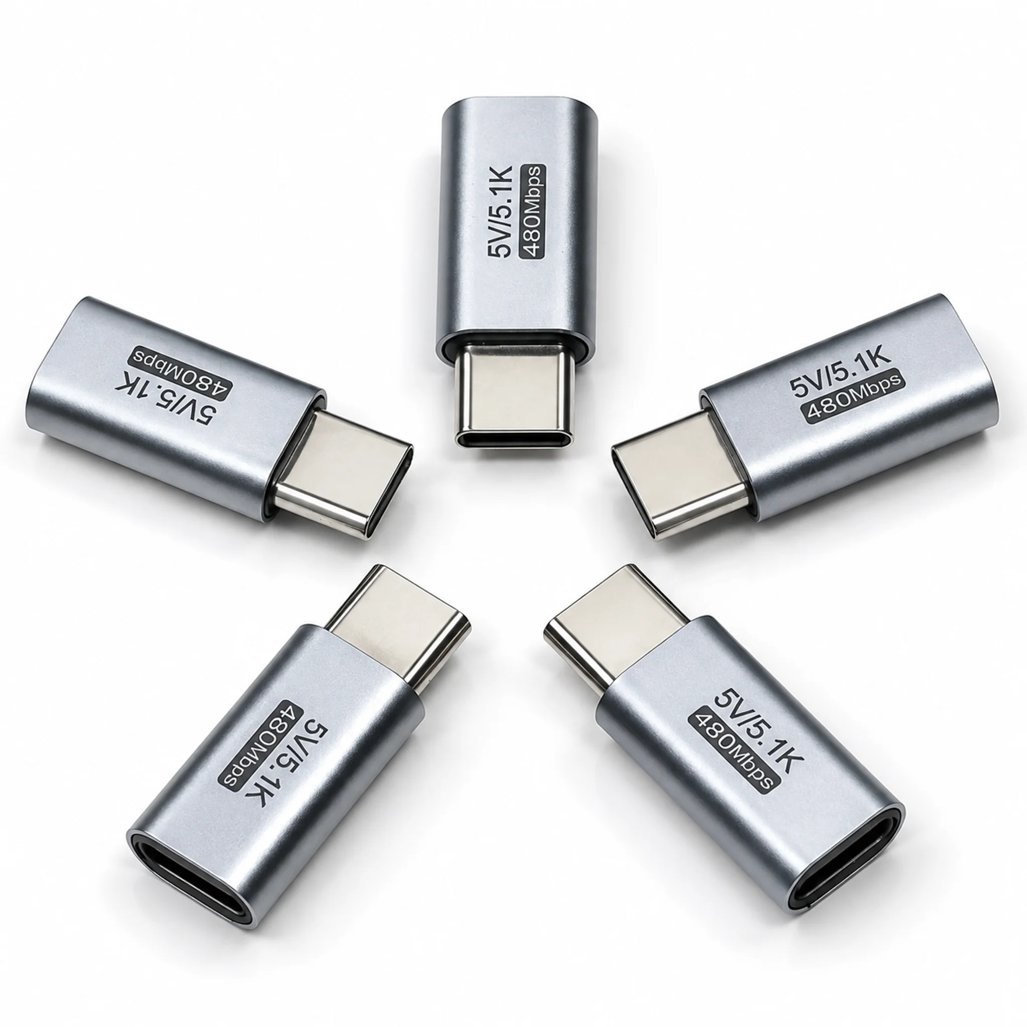 5 Pcs USB‑C Adapter with 5.1K Pull‑Down Resistor C Male to Female Charging & Data Sync Converter for Razor Fan Game Controller
