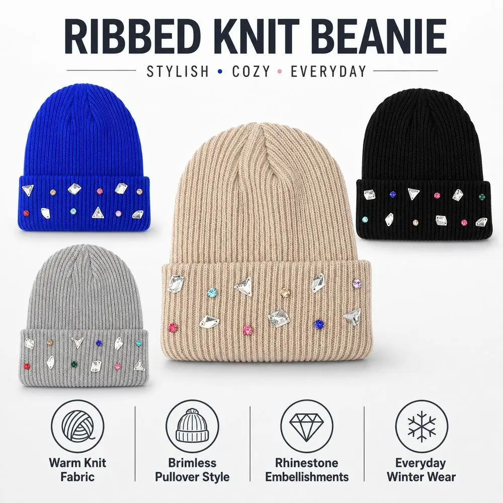 New Thickened Knitted Beanie Hat Warm Solid Winter Knit Hat Brimless Cold Cap Women and Men