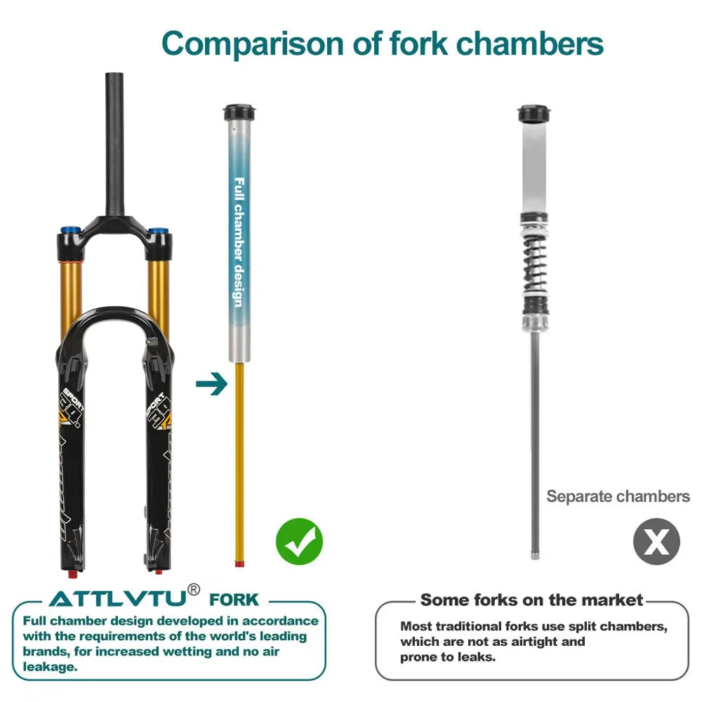 Mountain Bike Shock Pneumatic Fork 26 27.5 29 Inch 160MM Travel Damping Adjustable