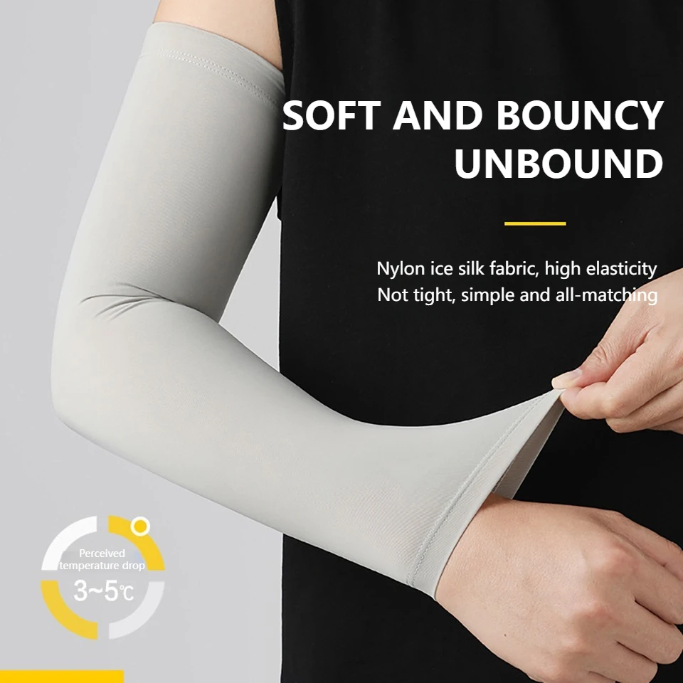 1Pair UPF50+ Cooling Arm Sleeves Summer UV Protective Breathable Ice Silk Cycling Driving Hiking Outdoor Activities Men Women