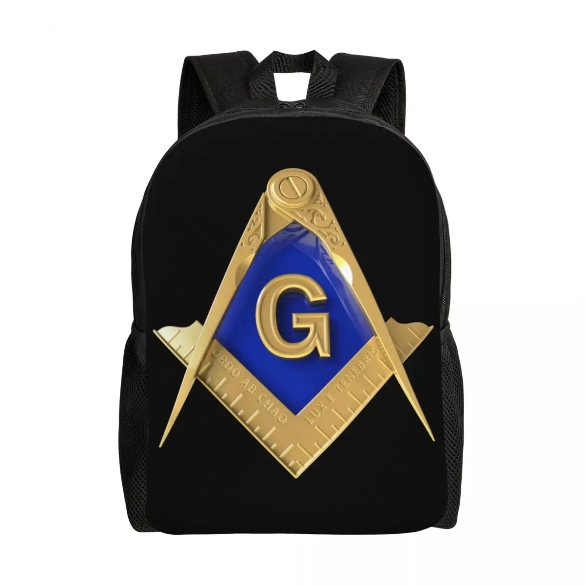 

Freemason Gold Square Masonic Travel Backpack Women Men School Laptop Bookbag College Student Daypack Bags