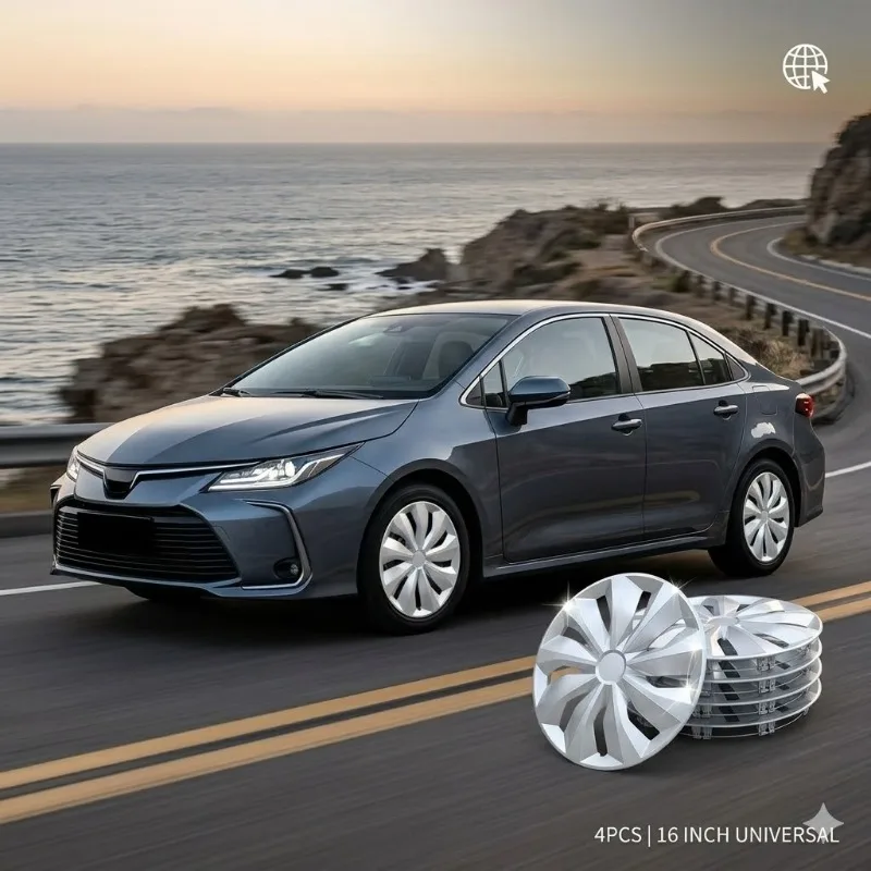 

4PCS 16 Inch Universal Automotive Wheel Hub Caps Black Modified Styling Rims Protectors Anti Scratch Automobile Replacements