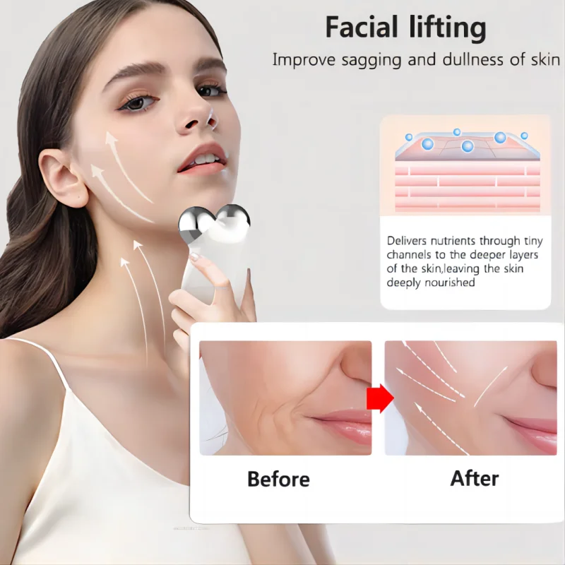 Microcurrent Facial Device EMS Face Lift Roller Massager for Skin Care Vibration Skin Firming Wrinkle Removal Beauty Device