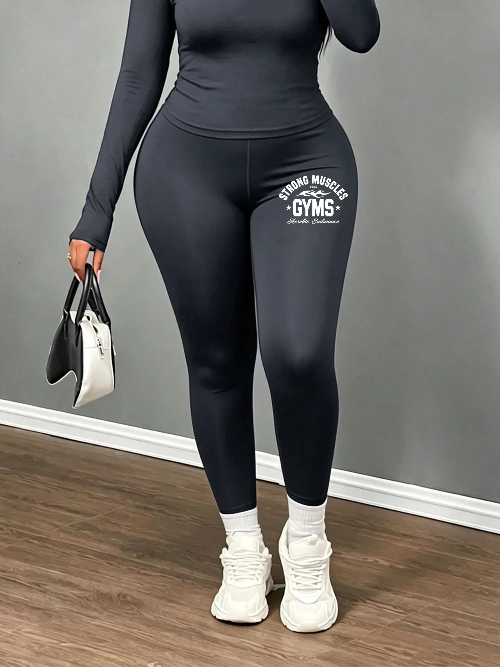 Strong Muscles Gyms Printing Womens Thicken Pants Casual Elastic Leggings Velvet High Waist Tights Winter Slim Fleece Trousers