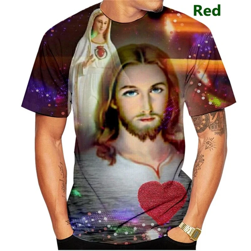 New Summer 3D Jesus Printing T Shirt Christian Graphic T-shirts Children Fashion Short Sleeves Faith Above Fear Tee Shirts Tops