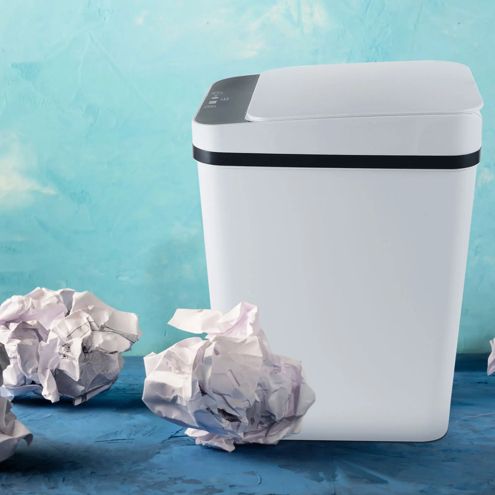 

Automatic Flip Trash Can Smart Induction Large Capacity Non-Contact Toilet Garbage Bin Motion Sensor Household Waste Bucket