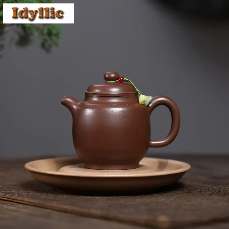 250 مللي أنيقة ييشينغ الأرجواني الطين أباريق الشاي اليدوية فانوس وعاء الخام الخام الأرجواني الطين غلاية مع Infuser Zisha طقم شاي تشا الحلي #5