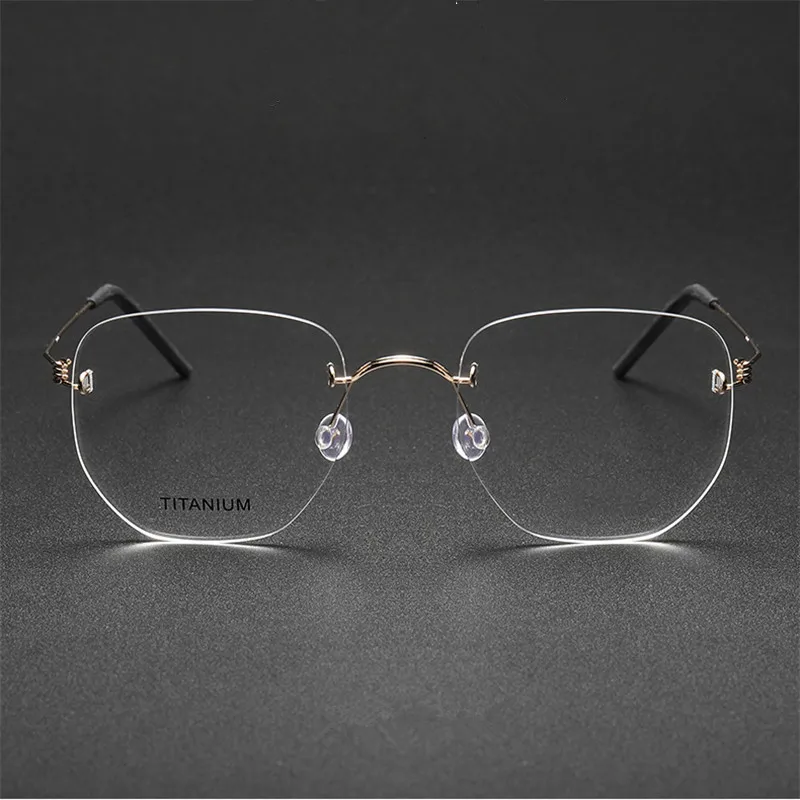 Denmark Brand Rimless Screwless Glasses Frame Ultralight Titanium Men Women Irregular Square Spectacles Eyeglasses Eyewear Gafas