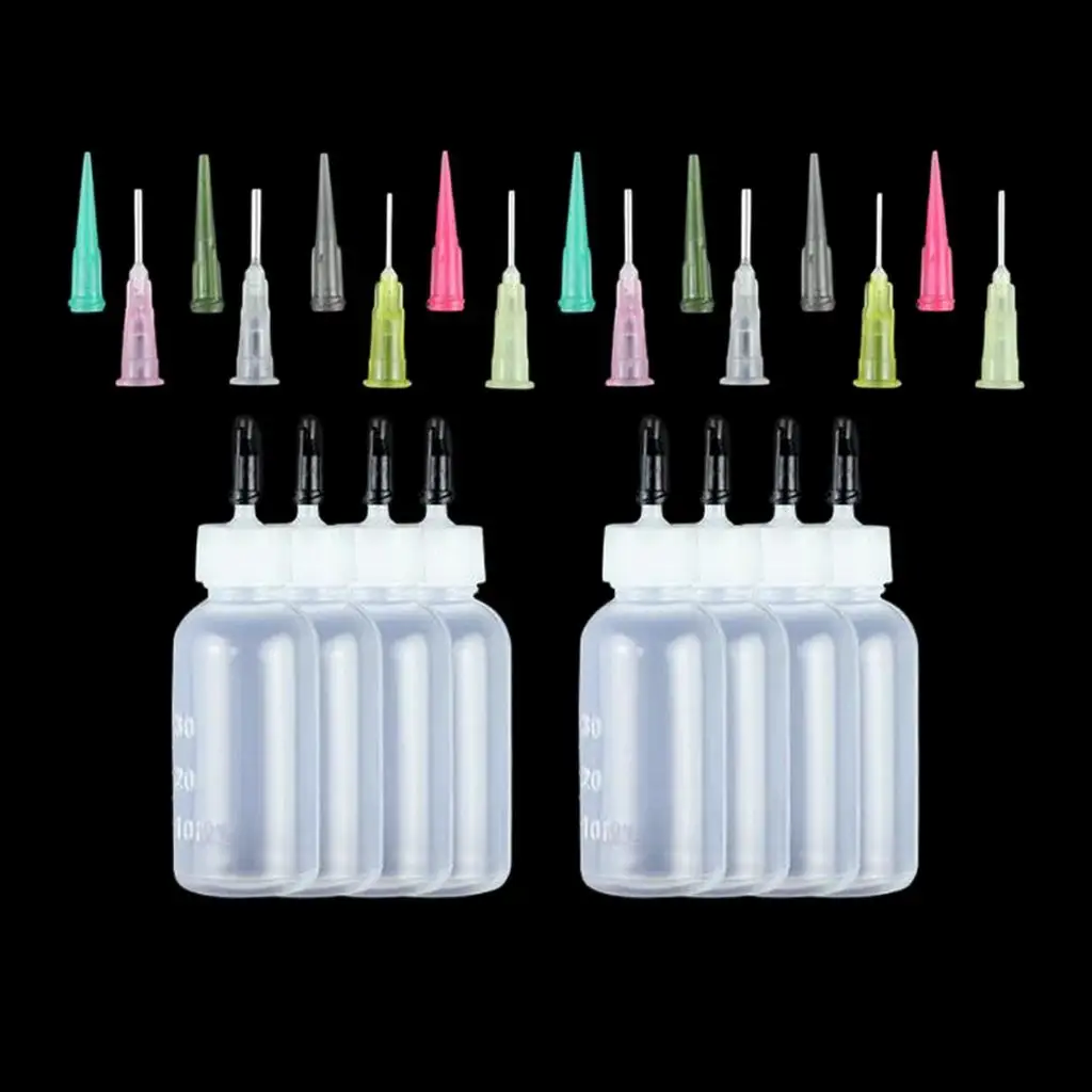 24Pcs Ink Glue Oil Bottles with Paint Solvent Dropper Needle Tips