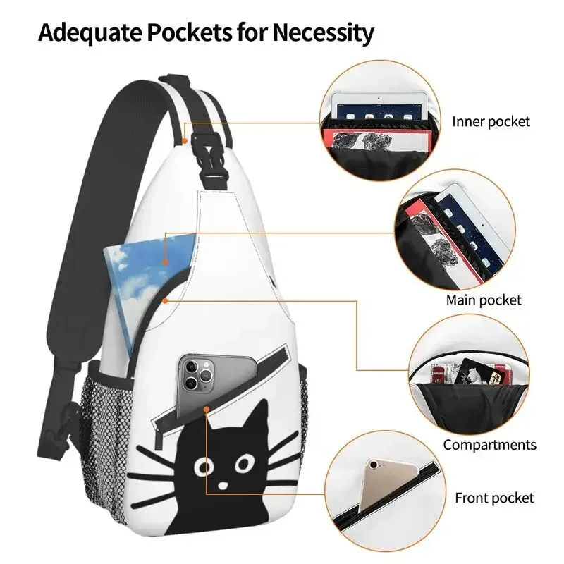 مخصص لطيف القط حقيبة حبال للرجال بارد الكتف Crossbody الصدر على ظهره السفر Daypack