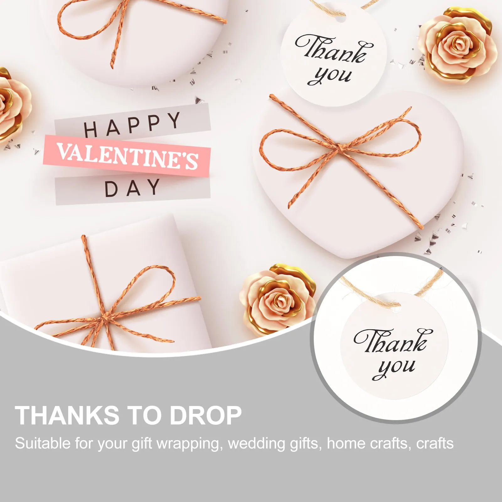 100Pcs Decorative Thank You Tags For Shower Favors Craft Maker Sturdy High Grade Paper Gift Round Labels Cakes