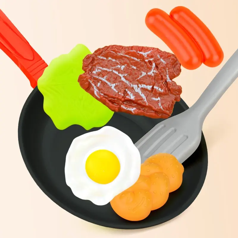 8pcs/set Simulation Kitchenware Play Set Pot Steak Vegetable Bread Hot Dog Omelette Children Toy Kitchen Food Toys