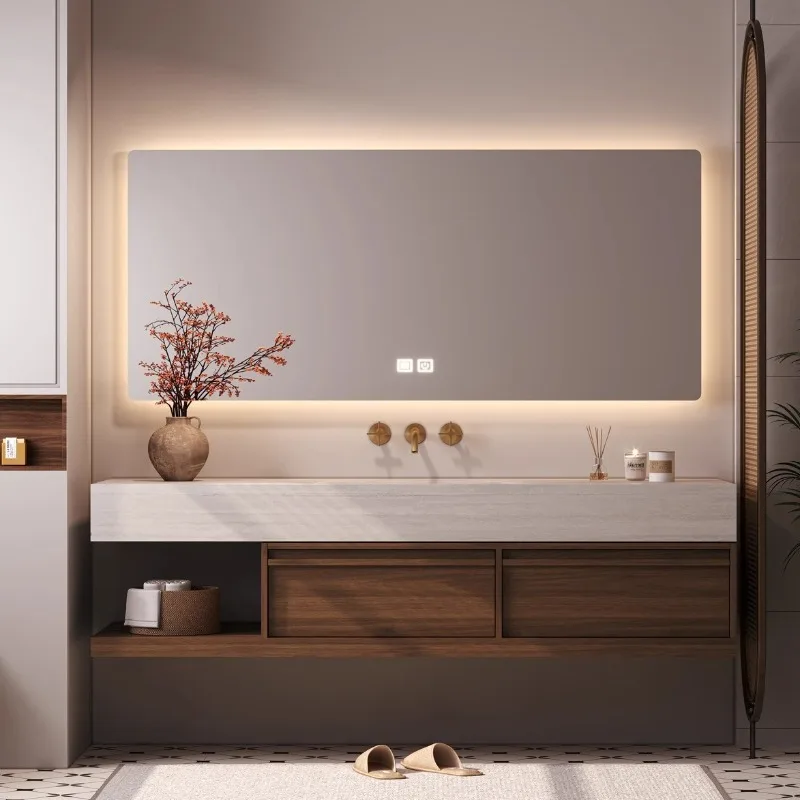 Medieval Style Rock Slab Hot Bending Integrated Basin Bathroom Cabinet Hand Wash Face Toilet Toilet Wash Table