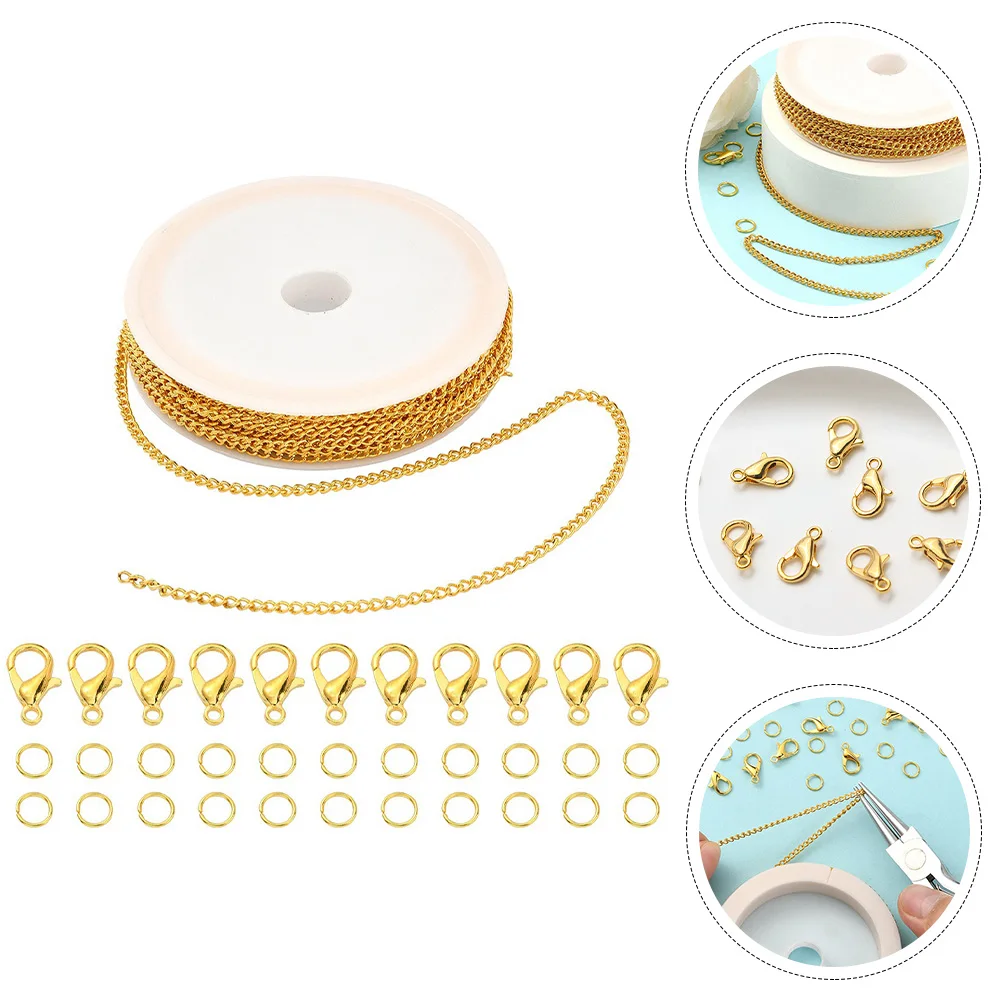 

DIY Necklace Chain Jewelry Making Kits Iron Swivel Lobster Clasp Smooth Chains for H made Accessories Bracelet Material Craft