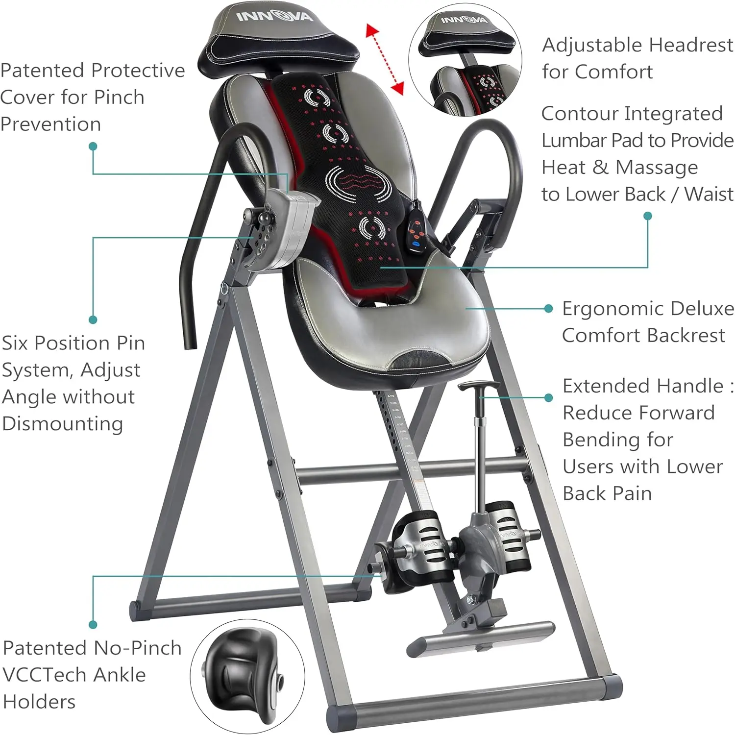 ITM5900 Advanced Heat and Massage Inversion Table, Gray/Black