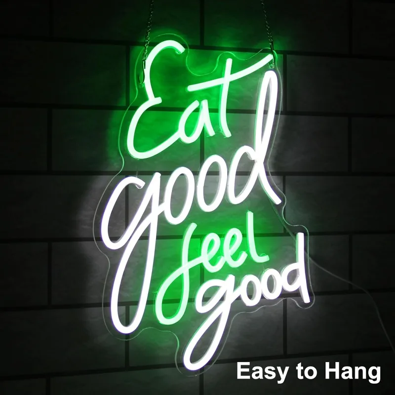 Imagem -02 - Eat Feel Good Sinais de Comida de Neon Decorações de Parede Led Usado para Restaurante Cozinha Lanche Loja Decorações de Festa