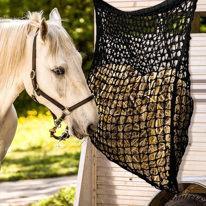 Rede de feno de alimentação lenta, alimentador de feno, saco de feno para cavalo, rede de feno para cavalo, cabra, suprimentos de alimentação de cavalo, 2 peças