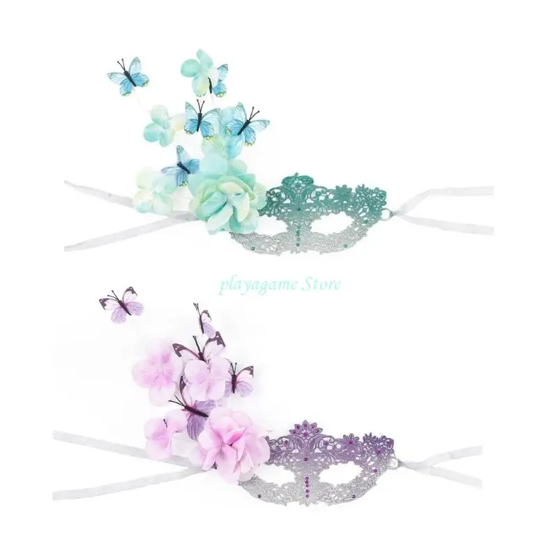 

Y88a готическая черная бабочка маска маски с дышащими кружевными деталями регулируемые галстуки для вечеринок на Хэллоуин