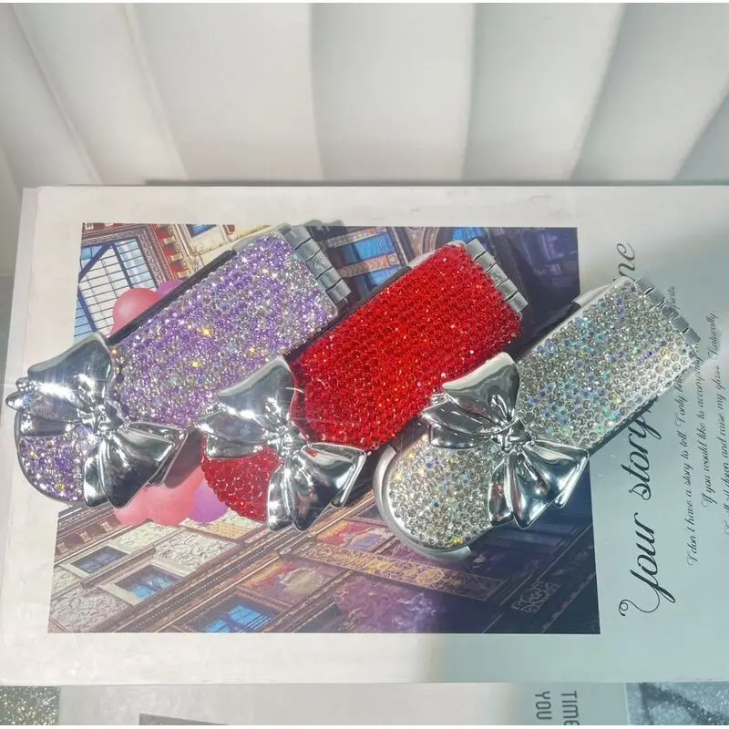 

Мини-расческа с алмазной инкрустацией и зеркалом, складная, портативная, двойного назначения, универсальная