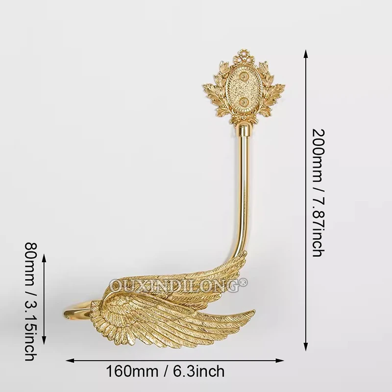 High-end Luxury 1Pair Solid Brass French Angel's Wings Drapery Holdback Curtain Wall Tie Back Hooks Home Decorative Hardware