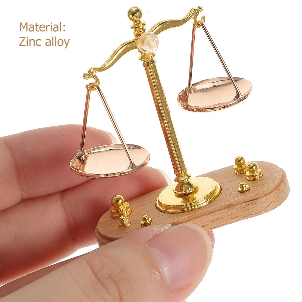 

2Pcs Miniature Balance Scale Vintage Metal Micro Landscape Decoration Educational Pretend Imagination Development
