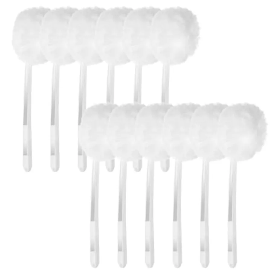 

12 Pack Toilet Bowl Brush Soft Swab 11 Inch Toilet Bowl Mops Cotton White Reusable Long Plastic Handled Cleaners Scrubber Mop w
