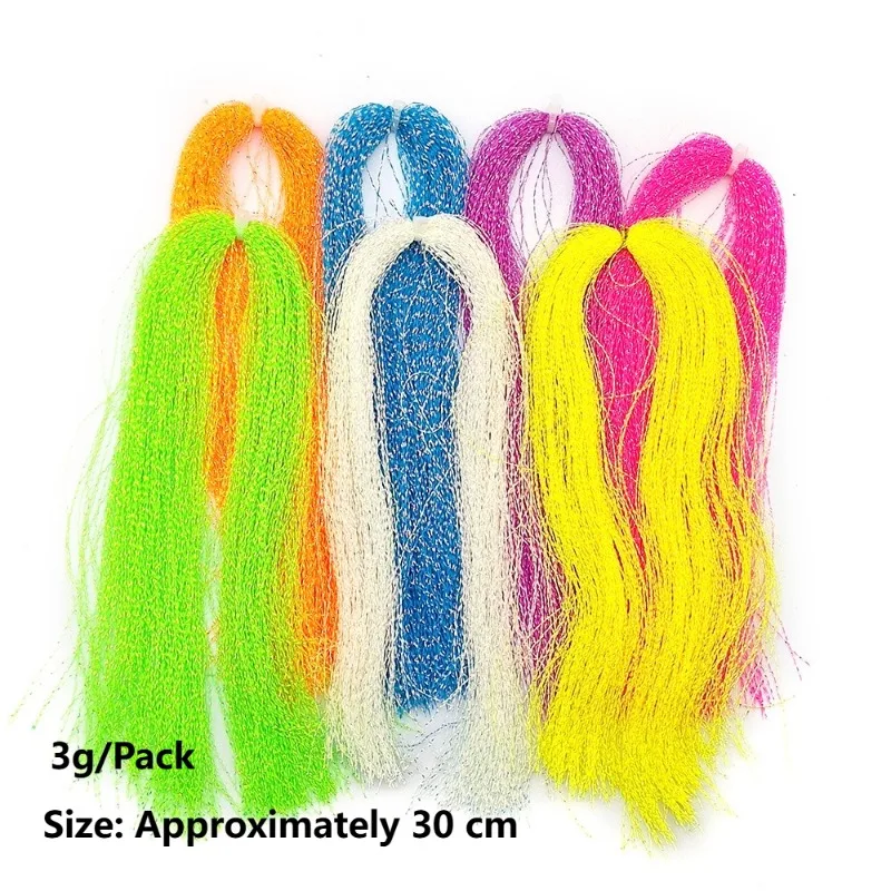 3g/Pack Leuchtende Gedrehte Holographische Flashabou Tinsel Crystal Flash Stränge für Streamer, Jig-Köder, Sabiki-Rig-Material