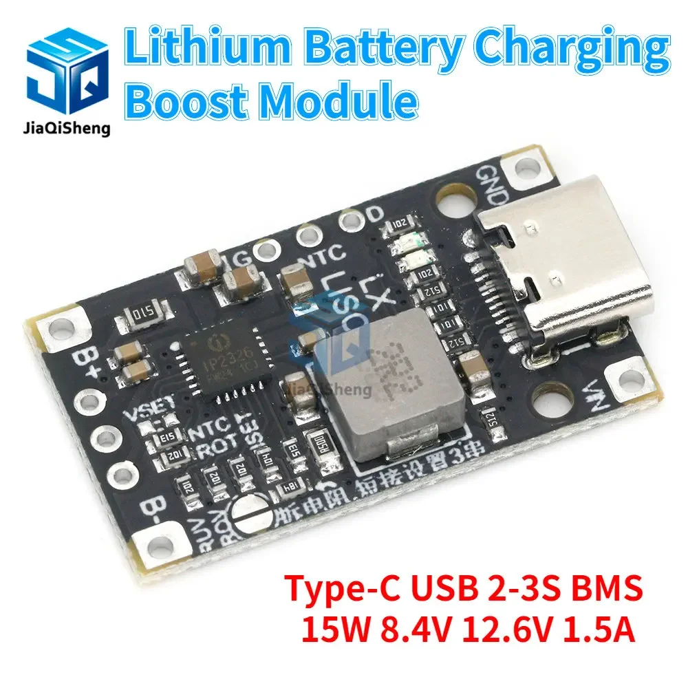 Type-C USB 2-3S BMS 15W 8.4V 12.6V 1.5A Lithium Battery Charging Boost Module With Balanced Support Fast Charge With Indicator